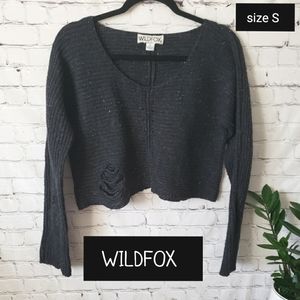 WILDFOX DISTRESSED SCOOP NECK GRAY Small Sweater